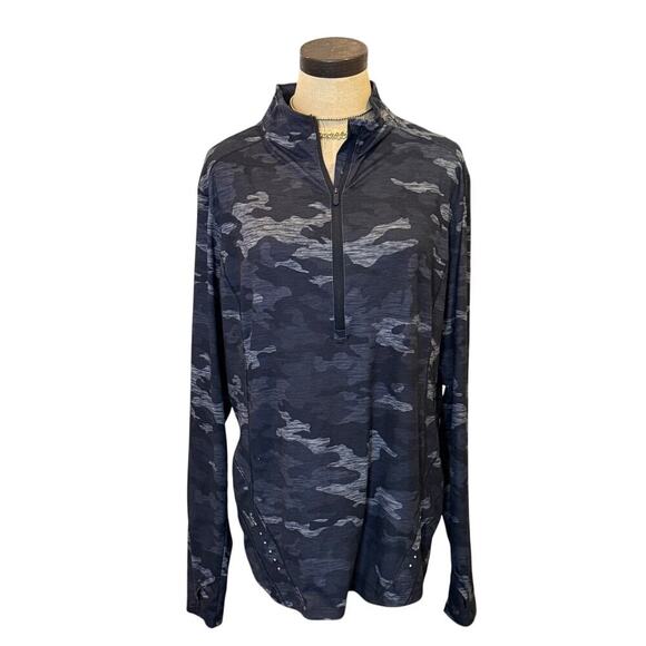 AVIA Black Camo 1/4 Zip Pullover Jacket Shirt XXL 2XL - Picture 1 of 7